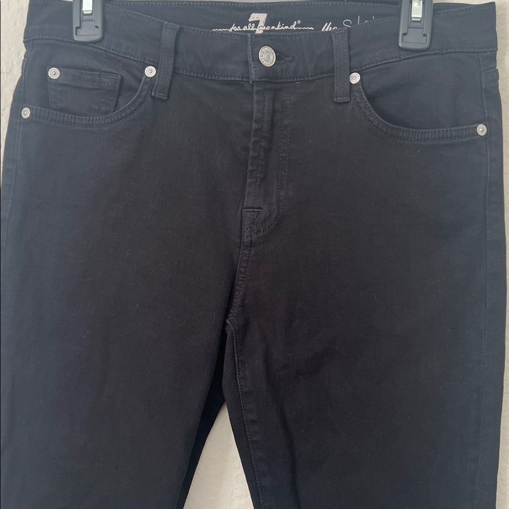 7 For All Mankind Black Denim Skinny Jeans in Size 30 - Picture 3 of 13